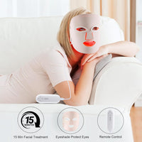 Red Light Therapy Mask, Red Light Therapy for Face, 7 Colors LED Facial Mask for Wrinkle Remove & anti Aging, Skin Care Home Travel Use,Pink (Upgraded Version)
