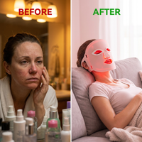 Red Light Therapy Mask, Red Light Therapy for Face, 7 Colors LED Facial Mask for Wrinkle Remove & anti Aging, Skin Care Home Travel Use,Pink (Upgraded Version) — Before & After