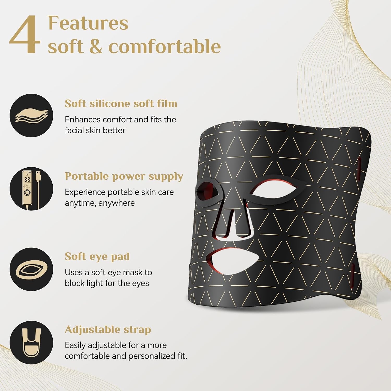 Red Light Therapy Mask for Face, LED Face Mask Light Therapy with Red 630±5Nm & NIR 830Nm, Body Beauty Machine for Care at Home